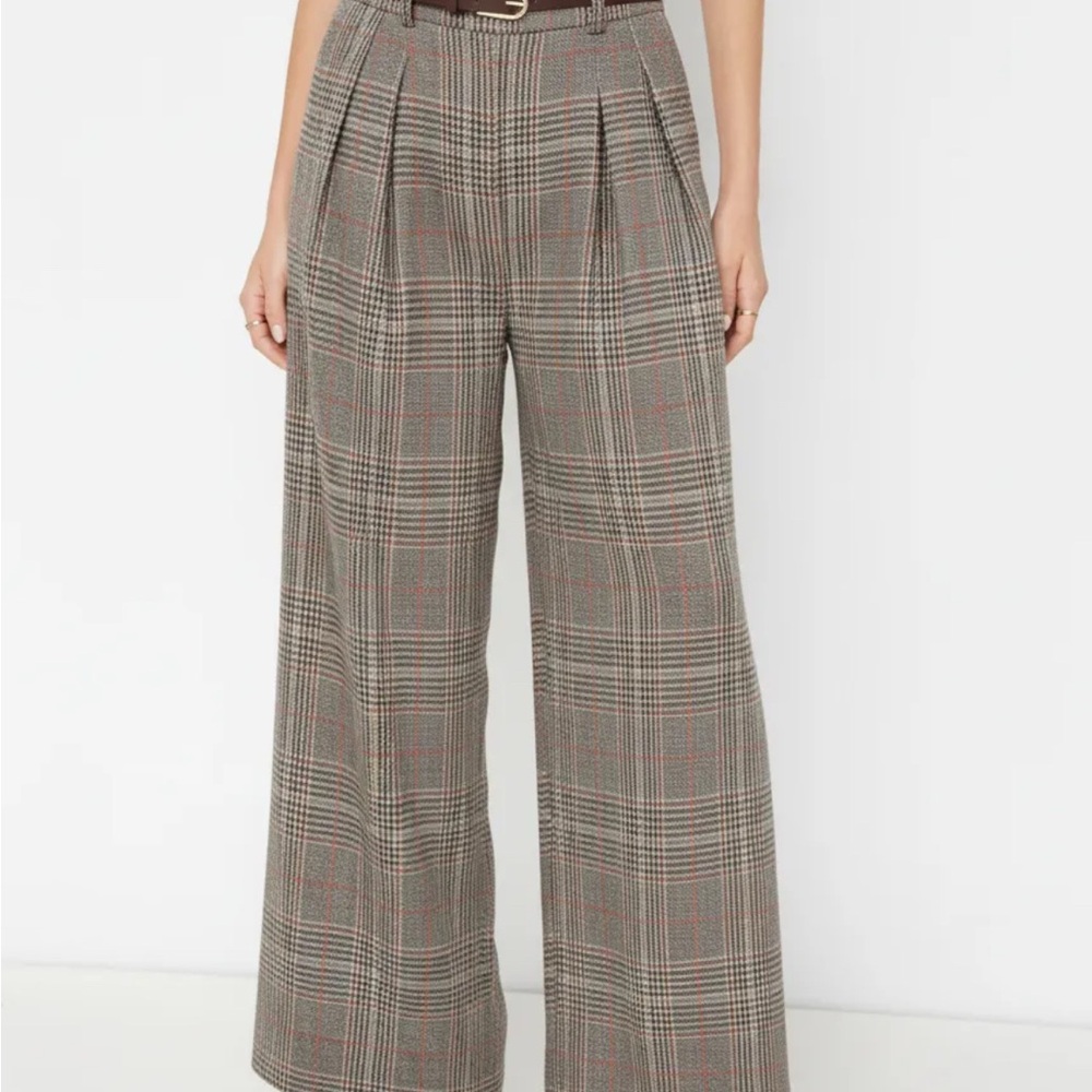 Cider Gray and Brown Plaid Wide-Leg Pants - NWOT